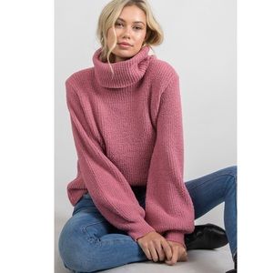 Pippidip Pink Cowl Neck Sweater